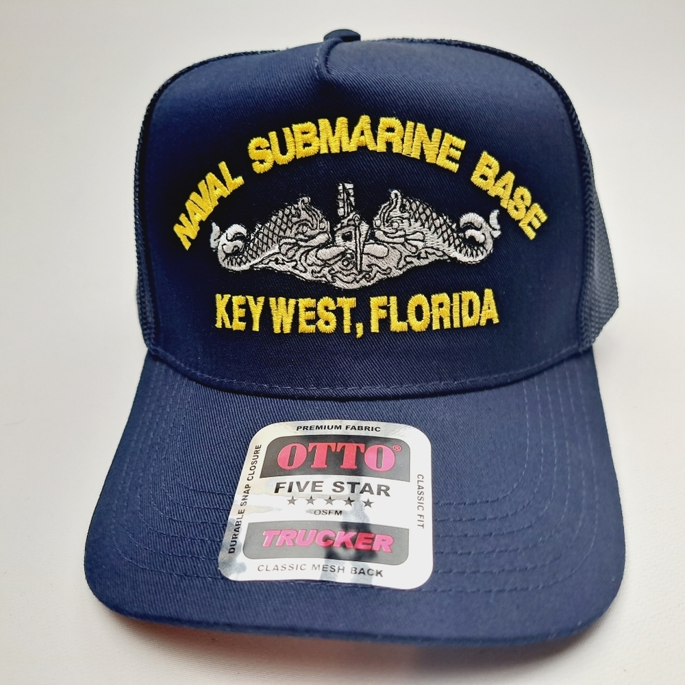 Naval Submarine Base Key West Florida Hat Cap Mesh Snapback Blue - Picture 1 of 4